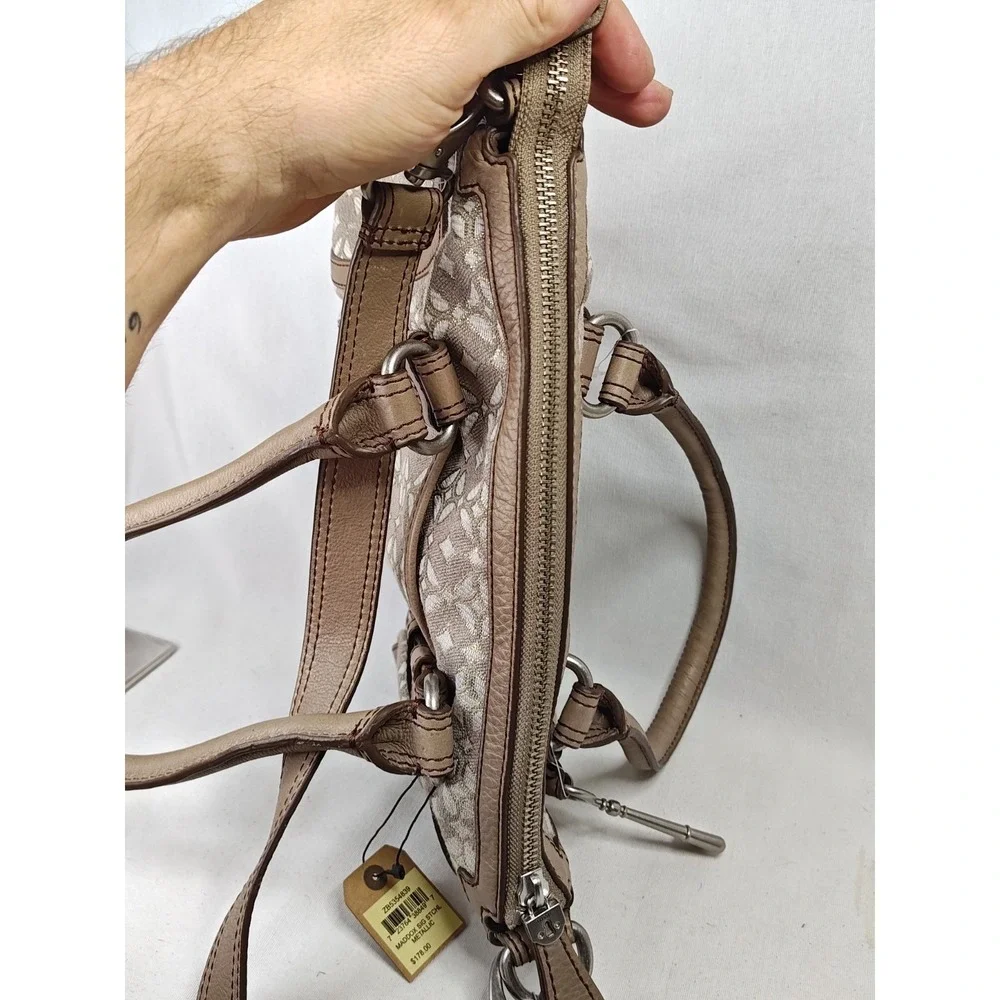 Fossil Maddox Signature Satchel Metallic Fabric Leather Shoulder Bag ZB5354 NWT